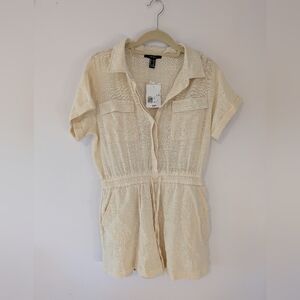 Forever 21 Cream Textured Romper